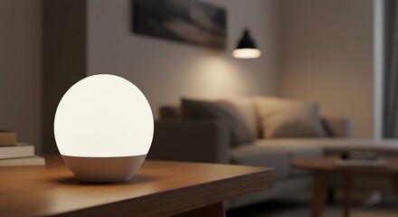 Modern Ball Lamp on Wood Table