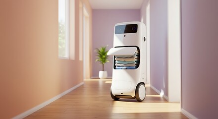 Laundry Robot in Hallway