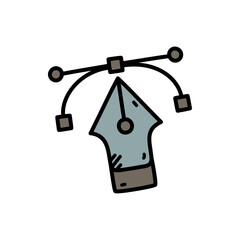 Pen Tool Graphic Illustration on Transparent Background for Design Software Interface and Creative Projects