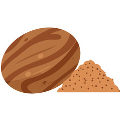 Nutmeg Seed Flat Design Icon
