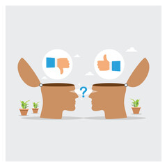 Open Minds And Clear Dialogue Between Human Head Looking At Object With Different Perception.