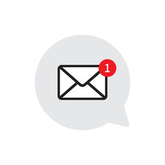 Email notification speech grey bubble icon vector design template, Concept of you've got mail and full inbox