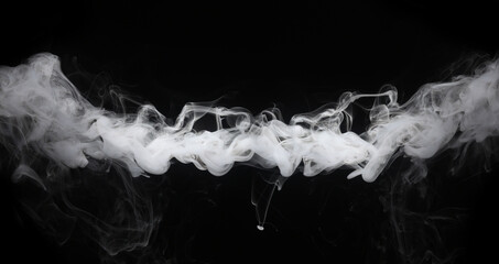 White smoke line isolated on a black background, perfect for abstract design, vapor effects, cinematic atmospheres, digital artwork, motion graphics, and creative visual editing projects.