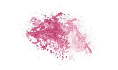 Abstract Vibrant Red Paint Splatter Watercolor texture on Transparent Background