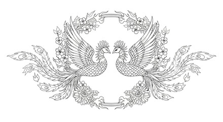 An illustration of a palm tree plantation, with many trees in rows and coconuts scattered on the ground.