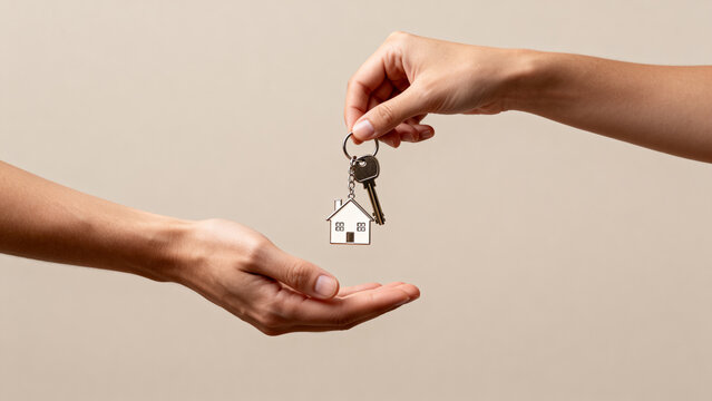 Hands exchanging house keys