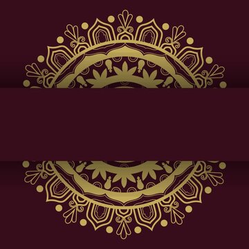 Mandala decoration card, gold pattern