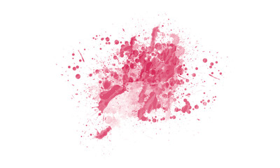 Abstract Vibrant Red Paint Splatter Watercolor texture on Transparent Background