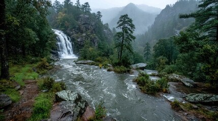 Scenic Waterfall in the Mountains of Durango, Mexico