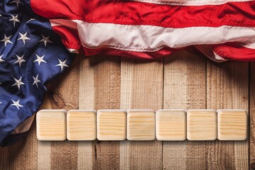 Container tariffs text on Flag of America background.