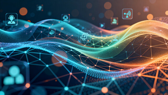 Abstract digital network with icons