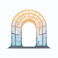 Fototapeta premium Architectural Illustration of a Decorative Archway with Grids and Columns.