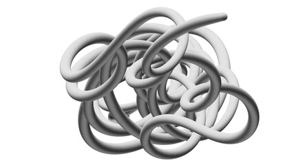 Silver Abstract 3D Twisted Pipe Sculpture