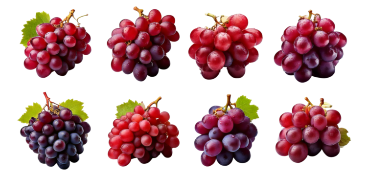 Assorted Varieties of Grapes on a White Background for Visual Appeal, Isolated on Transparent, white background