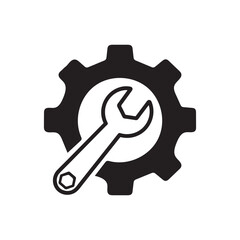 Gear and wrench icon vector