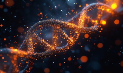 3D model of a DNA double helix structure with detailed nucleotides, vibrant and scientific