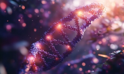 3D model of a DNA double helix structure with detailed nucleotides, vibrant and scientific