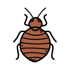 Doodle Style Bedbug Illustration in Brown and Black on a Transparent Background Insect Pest Parasite Hygiene Problem Symbol Graphic Vector