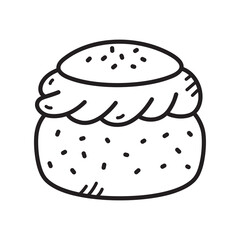 Single Hand Drawn Cake with Dots on White Background Celebration and Dessert for Carnival