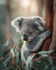 Obraz premium Koala Resting in a Eucalyptus Tree A Peaceful Moment in Nature