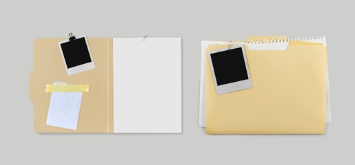 Folder open document envelope on desk