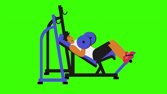 Man Doing Inclined Press Animation 4K Loop,  A man performing an inclined press to target upper chest and shoulders.
