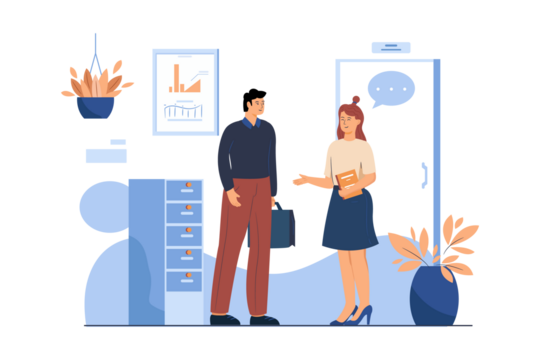 Two People Exchange Jobs in Flat Vector with Transparent Background