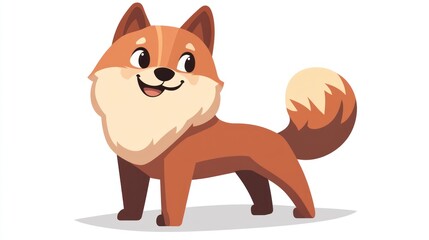 Obraz premium Happy fox pup standing, white background, illustration, children's book