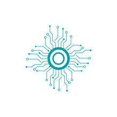 Geometric background and high tech circuit board connection system	
