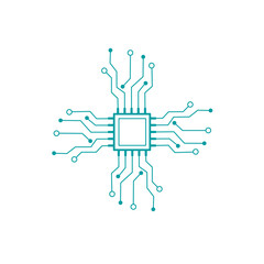 Geometric background and high tech circuit board connection system	
