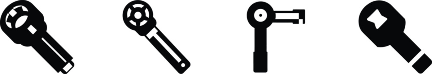 Set of four shower valve socket wrench tools for plumbing and installation vector