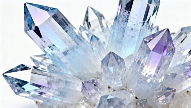 Cluster of translucent blue and purple crystals - Powered by Adobe