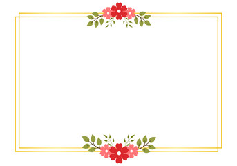 Flat Red Floral Ornament Border with Gold Details