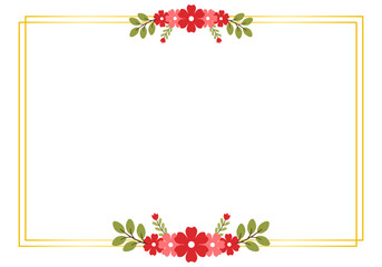 Luxury Red Blossom Border Design with Gold Touches