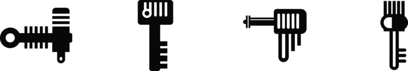 Set of radiator bleed keys for heating system maintenance and repair vector