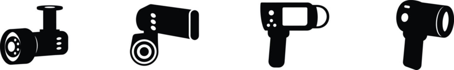 Sewer inspection camera set icons representing plumbing maintenance and diagnostics vector