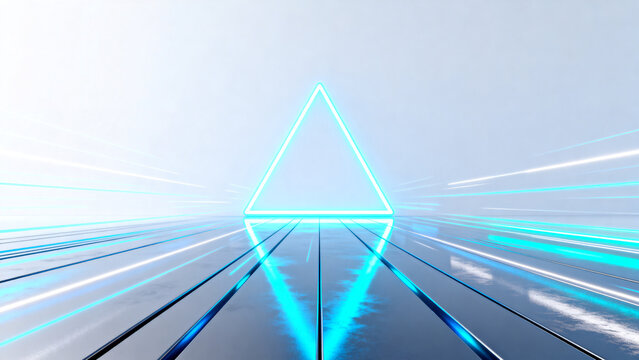 Abstract neon triangle in futuristic space