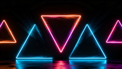 Neon Triangles on Dark Background