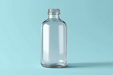 Clear Glass Bottle on Blue