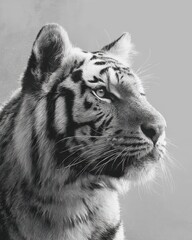 Obraz premium Majestic Portrait of a Siberian Tiger A Study in Black and White