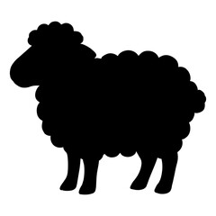 Silhouette of a Sheep on a White Background