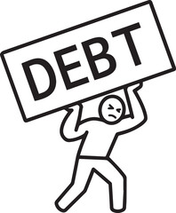 Obraz premium Stressed figure struggling under heavy debt burden, representing financial strain and economic pressure from loans and mortgages, a relatable symbol of hardship
