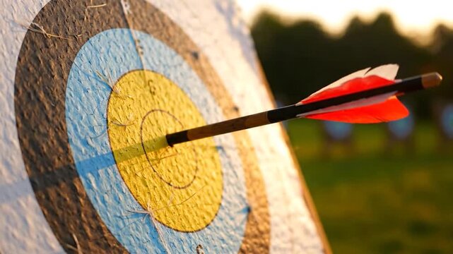 Arrow piercing archery target rings success precision outdoor sport