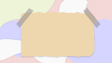 Beige Torn Paper on Pastel Abstract Background With Tape Seals for Creative Design
