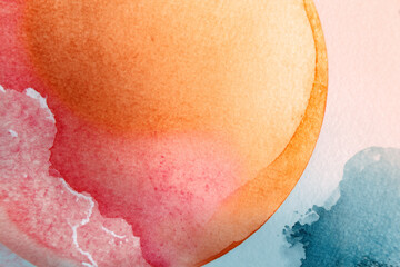 Abstract Watercolor Wash with Vibrant Orange and Pink Hues