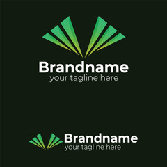 Abstract Modern V-Shape Logo: Dynamic Green Triangles Representing Forward Growth, Speed, Innovation, and Digital Technology Vector Design