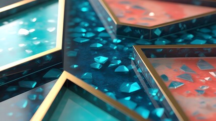 Abstract Geometric Background with Crystal Shards and Resin Effects