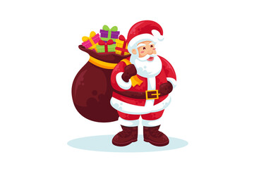 Pixelated Santa Claus with Red Outfit and Bag of Colorful Presents on Transparent Background Festive Holiday Spirit Christmas Character Design for Graphic Projects