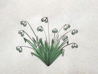 a painting of an imaginary flower drawn in ink on washi paper, ink painting of a fictional flower, Japanese-style sumi ink art