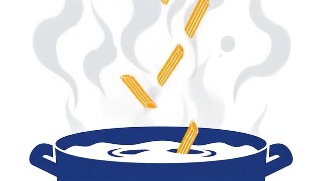 Pasta Being Cooked in a Pot of Boiling Water.